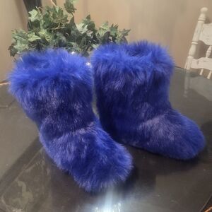 Blue Faux Fur Winter Boots